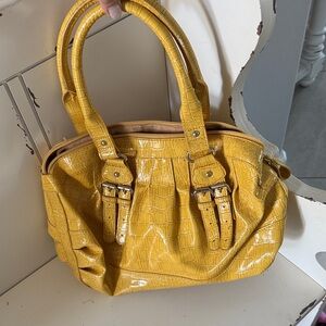 Yellow Croc-Embossed Women's Handbag